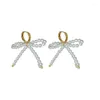 Hoop Earrings Korean Elegant Pearl Bow Dangle For Women Fashion Tassel Ear Buckle Jewelry Party Gifts