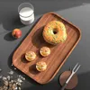 Tea Trays Japanese Style Wooden Tray Coffee Restaurant Small Food Plate Storage Po Props Dessert Wood Tableware