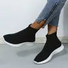 Casual Shoes Platform Breathable Knitted Sneakers Women 2024 Autumn Purple High Top Sock Woman Plus Size 43 Slip On Flats