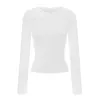 Women's T Shirts Women Cut Out Lace Bow Shirt Y2k Long Sleeve Crop Top Crewneck Slim Fit Tees Coquette Aesthetic