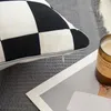 Kissen schwarz weiße Abdeckung 45x45 cm Geometrische Leinwand dick für Sofa Wohnzimmer Dekor Kissenbezug verdicken Hülle