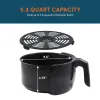 Fryers 2023 New Elite Gourmet 5.3 Qt. Air Fryer (svart)