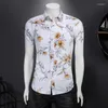 Men's Casual Shirts Men Street Fashion Summer Daily Shirt Hawaiian Floral Print Loose Short Sleeve Beach Tops Single Breasted