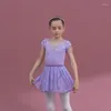 Scene Wear Ballet Leotard för småbarnsflickor Gymnastik Kids Dance Costume Suit Lace Bodysuit med Tutu kjolar Dancewear Child