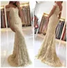 Off Shoulder Lac Custom Formal Evening Party Jurk vloer Lengte Appliques Champagne Mermaid Prom Dresses Vestido de Festa Party GO4246212