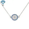 Colliers de pendentif 5a zircon rond cuivre plaqué Real Gold Devil's Eye Double Collier xian Gemmes