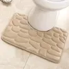 Badmatten vaste kleur badkamer mat u-vormig absorberend toilet tapijten geplaveide reliëf in reliëf decor vloer koraal fleece non-slip