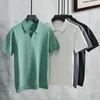 Herren Polos Sommer Herren Luxuskleidung V-Ausschnitt Polo Hemd Cleascled Striped Solid Short Sleeve T-Shirt atmungsaktiv