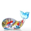 Plaques décoratives Colorful Whale Gift Glass Stand Ornement Animal Figurine Hands Home Decor Multicolor pour décoration de bureau Artisanat