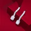 4.5 cm cazibe elmas gümüş küpeler için kadın düğün nişan tasarımcısı küpe kare beyaz 3a zirkonia bakır kaplama uzun lüks mücevher kadın arkadaş hediyesi