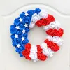 Decorative Flowers Independence Day Star Wreath Simulated Flower Red White And Blue Roses 4th Of Decorations For Outside Front Door 2024