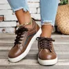 Casual Shoes Walking Women Lace Up Cow Leather High Heel Ankle Boots Female Round Toe Fashion Sneakers Travel Sports