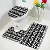 Mattes de bain 3pcs Aztec Ensemble noir blanc géométrique mode ethnique Mat de porte boho