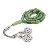 Tasbih muzułmańska bransoletka Misbaha Natural Green Jade Stone Islamski prezent na różnorodność biżuteria ręcznie robione koraliki różańskie 240412