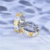 Cluster Rings Kofsac Luxury Two Color Crystal Super блестящий циркон кольцо леди ювелирные изделия 925 Серебряное серебро для женщин подарки на День святого Валентина