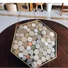 Frame Hexagonal Glass Storage Box Coin Collection Box Photo Frame Specimen Holder Picture Frame Photo Rack Display Stand Organizer