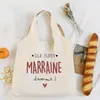 Boodschappentassen wil je mijn meter print tas tas zijn vrouwelijke peetmoeders vragen canvas handtas geschenken voor marraine