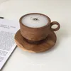 Tasses Saucers Original INS Vintage Teak Coffee Disc Disc Set Wood Latte Japonais a contracté une vaisselle différente