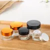 Bouteilles 5pcs 5/10/15/20/30/50/80/100G Bouteille en verre transparent 3 pots de couvercle de couleur vide Jar Emballage Cosmetic Packaging