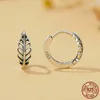 Hoop Earrings 925 Sterling Silver Plant For Women Girl Hollow Out Leaf Geometric Design Jewelry Party Gift Drop