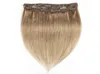 Kisshair 7 stuks clip in haaruitbreiding 8 asblonde kleur remy Indian Braziliaans menselijk haar weef 100g 110G4506499