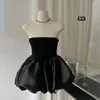 Casual Dresses 2024 Solid Senior Short Skirts French Sexy T-shirt Spring Desire Ceiling Temperament Off-shoulder Sling Wipe Chest Mini