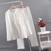 Home Clothing zweiteilige Set Casual Pyjamas für Frauen Pijamas Mujer Pyjama Anzug Tops Hosen Baumwolle Nachtwäsche Großgröße Langschläfe Feststoff