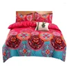 寝具セットボヘミアンキルトエキゾチックなパターンデザインベッド4ピース枕カバー