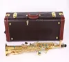 Top New Soprano Saxophone B Elettroforesi piatta Gold Strumenti musicali Strumenti Sax Soprano Professional Grade con Case Shipp6383016