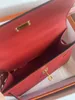 Brand -Umhängetasche Luxushandtasche Neueste doppelte Seite Größe 20 cm Voll handgefertigt L Epsom Leder Wachs Line Hernstoffen Red Fuchsia Farben Großhandelspreis Schneller Lieferung