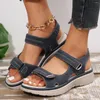 Sandały marka szydełkowana dla kobiet letnie skórzane lekkie buty platformy klinowe niebieskie dziewczyny na zewnątrz bez poślizgu plus size 43