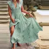 Bohemian French Sexy Vneck Dres Print Flying Sleeve Midi Dress Elegant Casual Short Holiday Beach Style Dresses 240409