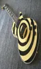 Zakk Wylde Bullseye Creme Black Electric Guitar China EMG Pickups ativos Caixa de bateria 9V Bloco de esfregão branco Bloco de ouro Hardware de ouro1215889