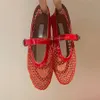 Mujeres de mejor calidad Flats de ballet con correa de sándalo hueco de sandalias de cuero redondo de cuero de punta maría jane zapatos de mocasines diseñadores de lujo para mujeres de lujo