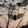 Decorative Figurines Halloween Bat Stained Glass Window Hanging Acrylic Wall Art Decoration Ghostss Festival Colorful Home