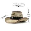 Hollow Straw Hat Straw Cowboy Hats Western Beach Felt Sunhats Party Cap för Man Women 3Colors Summer Jazz Straw Hat 240412