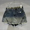 Frauen Jeans Soefdioo Mode -Gradient Rampe Demim Shorts Röcke Frauen Hipster Wolle High Taille Side Reißverschluss Slim Short 2024 Streetwear