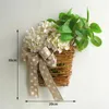 Dekorativa blommor 1 PCS Cream Hortangea Door Hanger Basket Wreath som visas Rattan Front Summer Welcome Sign