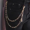 Bälten Punk Metal Lock Chain Clip på jeans byxor för kvinnor män mode midja kedjor nyckelring harajuku goth hipster klädtillbehör