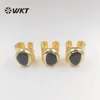 حلقات الكتلة WT-R321 WKT Multicolor Stone Round Ring Ring مع Dip Golden Dip القابلة للتعديل للسيدات المأدبة المجوهرات الأنيقة