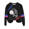 Sudadera con capucha femenina béisbol asiento impreso cuello múltiple tamaño múltiple niñas jóvenes jóvenes sudaderas de sudaderas