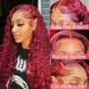 Le Mythe 30 40 99J Bury Deep Wave 13x4 Front Hume Hair 13x6 Spets Frontal Red Curly Wig Remy för kvinnor 250 Densitet