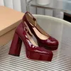 Dress Shoes Donna-in Elegant Ladies Platform High Heels 11.5cm Patent Leather Round Toe Comfortable Women Fashion Buckle