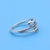 Cluster Rings 925 Sterling Silver Pan Ring Sparkling Arrow Clear CZ för Original Women Wedding Fashion Jewelry