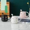 Mughe 2024 Ceramic Animal Creative Coffee Cup con cucchiaio in acciaio inossidabile Kitty Head Christmas Birthday Gift Fashion