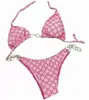 Designer baddräkt bikini sexig färg lyxig split stil snörning triangel baddräkt sommar kvinnor strand semester bikini