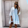Robes décontractées robe d'été femme femme plage plus taille sexy bleu