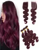 99J Burgundy Virgin Hair Bundles Deals with Closure Body Wave Wine Red Brazilian Human Hair Weaves Extensions with 4x4 Lace Closu1787121