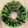 Dekorativa blommor St Patrick's Day främre dörrskylt Irish Clover Wreath Grön Välkommen för lyckliga rustika runda kransar