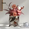 花瓶の創造性折り紙銀メッキセラミック花瓶ハイクラスモダンテーブル装飾フラワーホームリビングルームの装飾アクセサリー